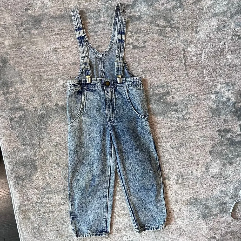 Vintage OshKosh B'gosh Acid Wash Suspender Overalls 4T USA